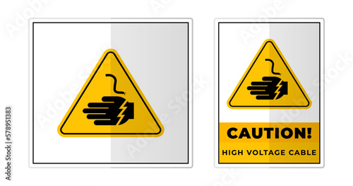 High voltage cable warning Sign Label Symbol Icon Vector Illustration