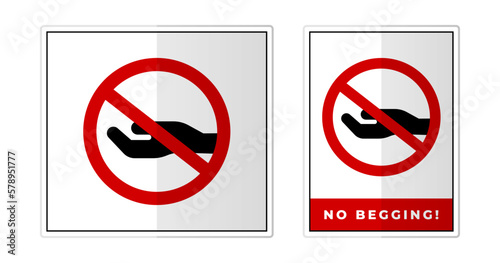 No begging Sign Label Symbol Icon Vector Illustration