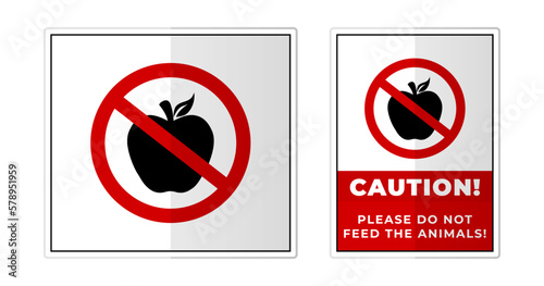 No apples, please do not feed the animals Sign Label Symbol Icon Vector Illustration