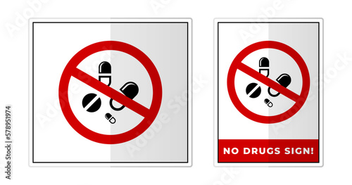 No drugs vector sign, don't use medicaments Sign Label Symbol Icon Vector Illustration