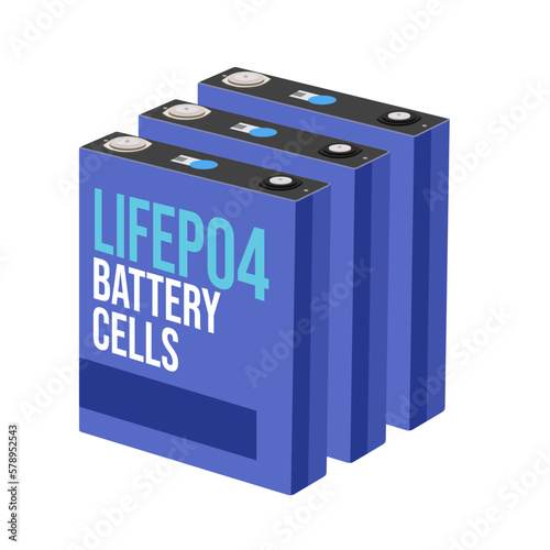 Battery 300ah cells deep cycle lifepo4 230ah , 100ah Prismatic vector illustration