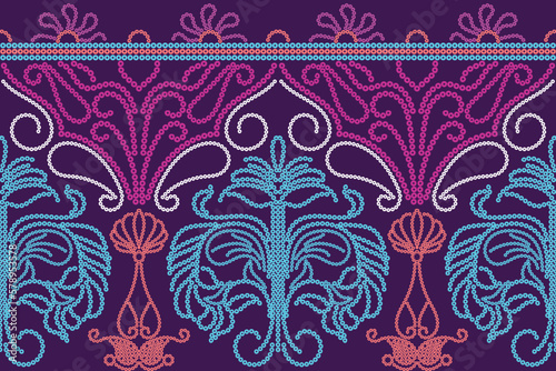 Ethnic India Bhandhani seamless pattern, Traditional Ethnic India Bandhani pattern damask ornament, Indian motif, floral element for tile pattern, bandhani saree, background.