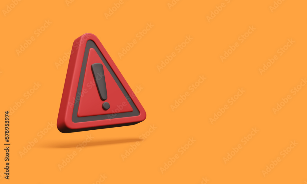 3d realistic triangle warning sign with exclamation mark isolated on orange background. Vector illustration 3d realistic triangle warning sign with exclamation mark isolated on orange background. Vector illustration