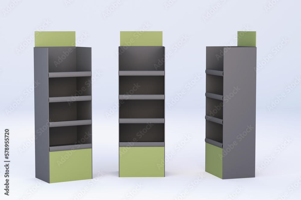 Supermarket POS Floor Display Rack, Black And Colive Color Floor ...