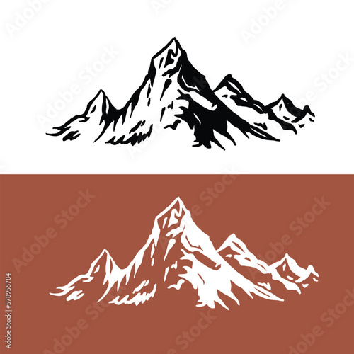 vector two types of mountains silhouettes