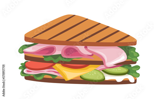 Snack with ham and cheese slices and vegetables