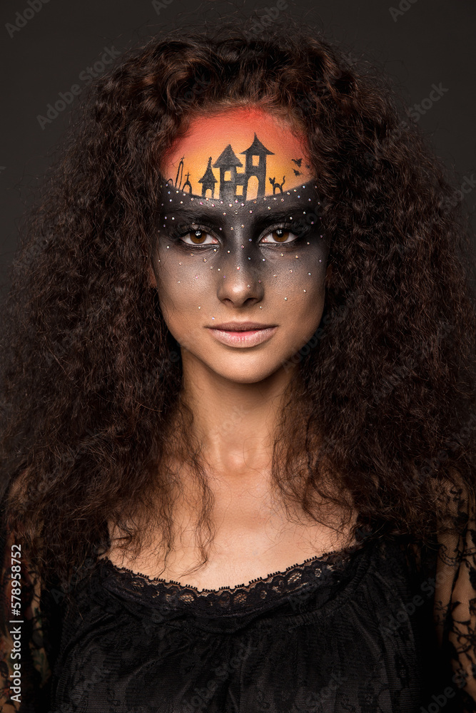 © Cavan Images - Halloween devil's bride with scary gothic makeup