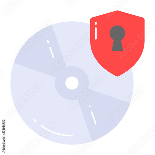 Compact disk with protection shield, vector of cd security in trendy style