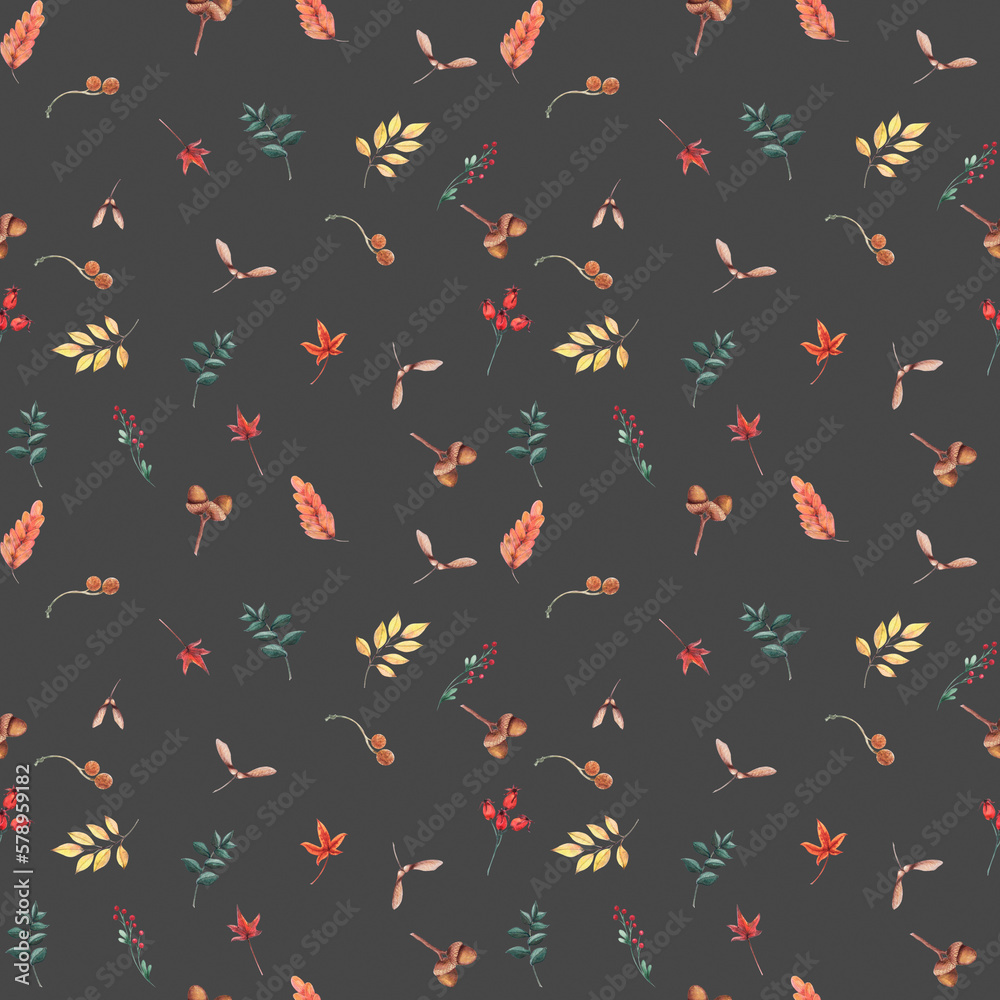 Watercolor pattern with autumn leaves. Watercolor pattern with autumn leaves.
