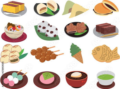 和菓子　食べ物　イラストセット
