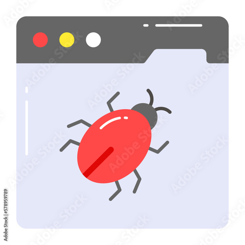 Bug on webpage showing concept vector of malicious website