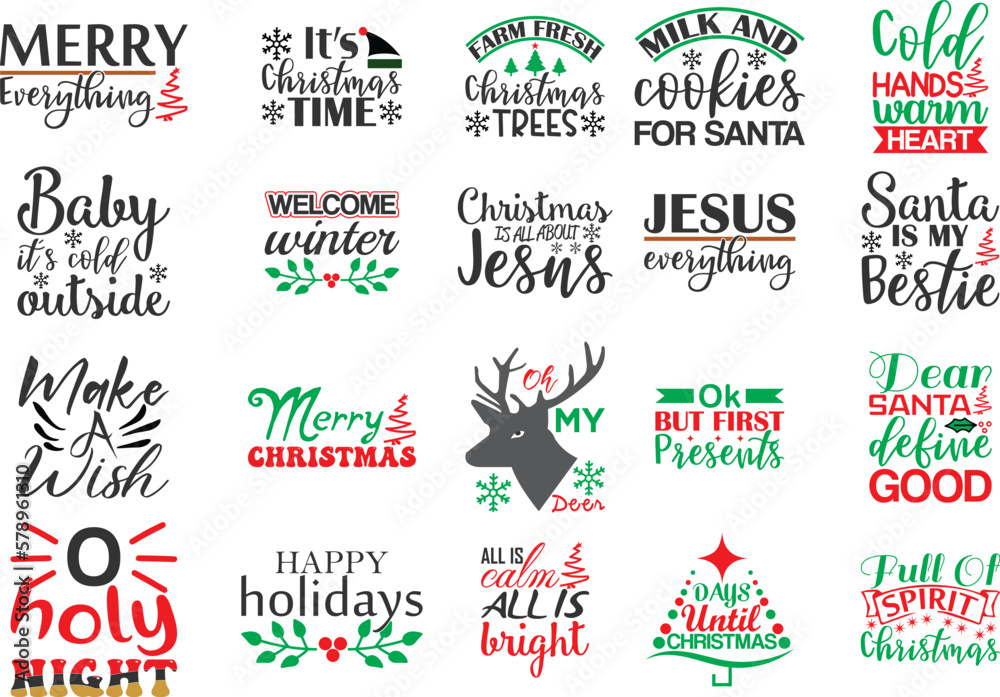 Fototapeta premium Merry Christmas Day SVG Design Bundle 