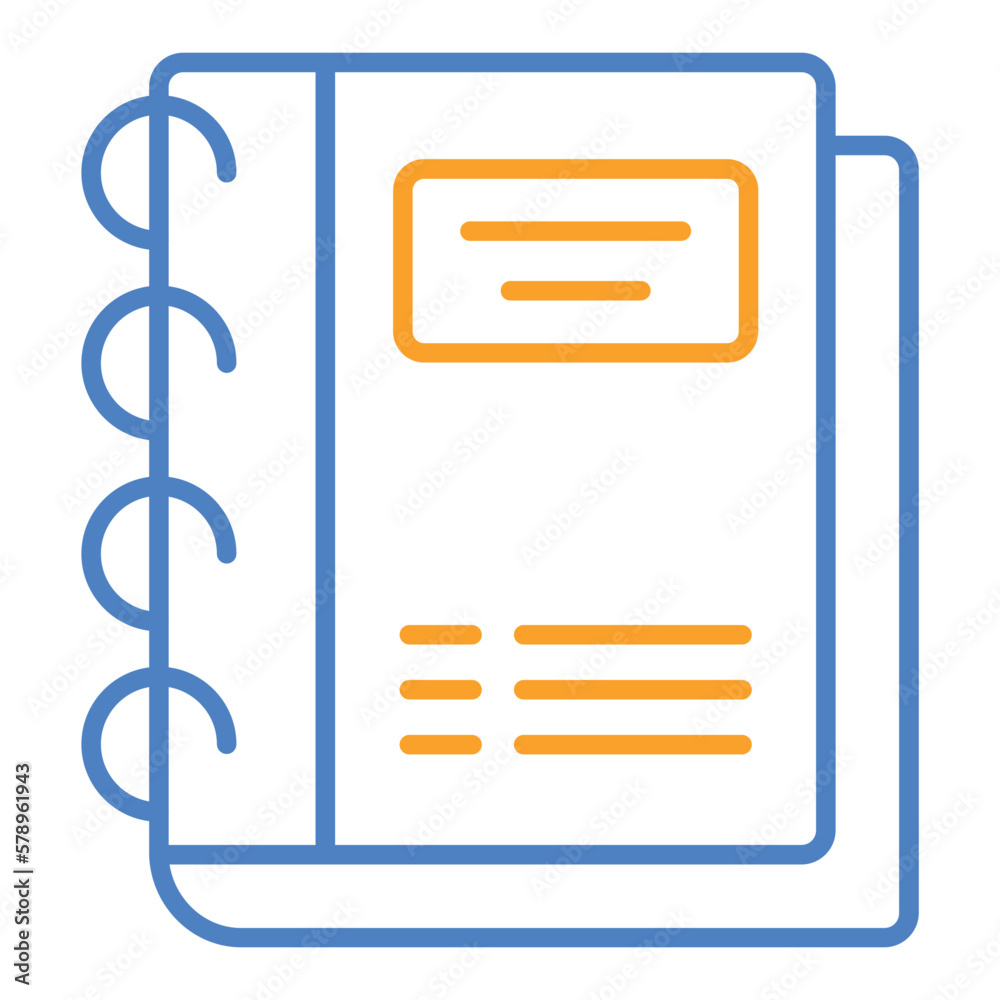 Notebook Blue And Orange Line Icon Notebook Blue And Orange Line Icon
