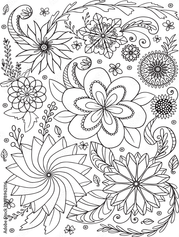 Hand drawn Flower pattern. Doodle design for a coloring book or background decorative. Relaxation for adults and kids. Vector Illustration.
Hand drawn Flower pattern. Doodle design for a coloring book or background decorative. Relaxation for adults and kids. Vector Illustration.
