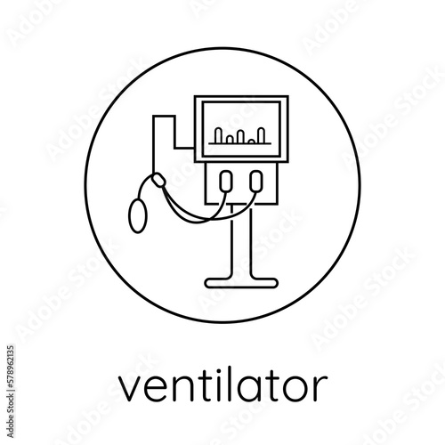 Linear icon ventilator. Pulmonology, medicine