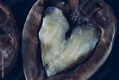Close up of heart shaped cracked walnut photo