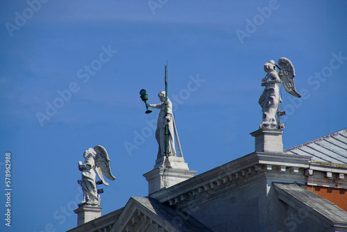 Statues on the Church of the Redeemer  Redentore near the Grand Canal photo