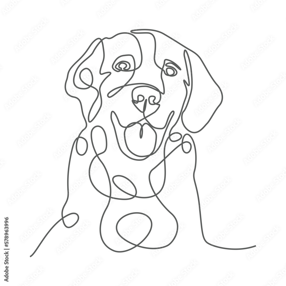 Fototapeta premium One Line Vector Drawing of a Golden Retriever Dog