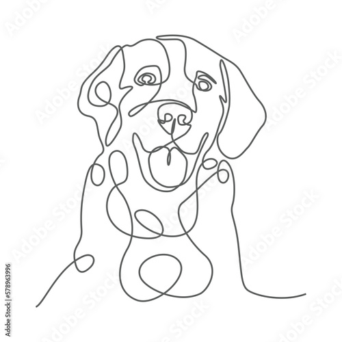 One Line Vector Drawing of a Golden Retriever Dog