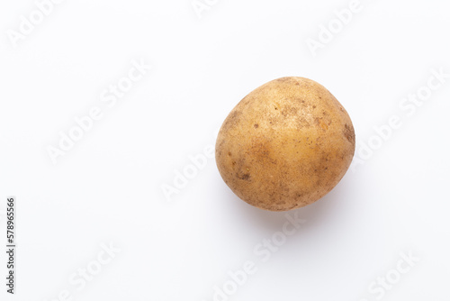 Potatoes isolated on white background. Flat lay. Top view.