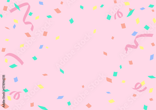 パステルカラーの紙吹雪が舞う可愛らしい背景素材