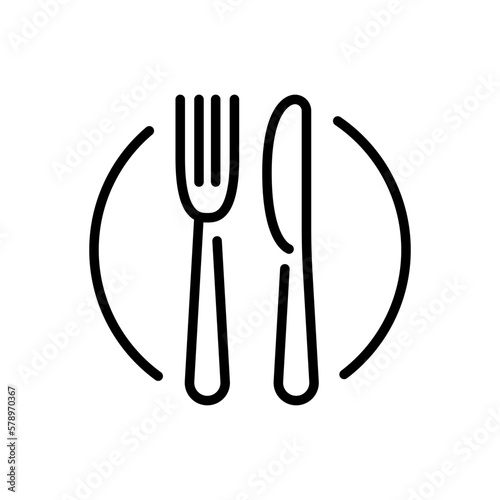 Plate, knife and fork icon illustration