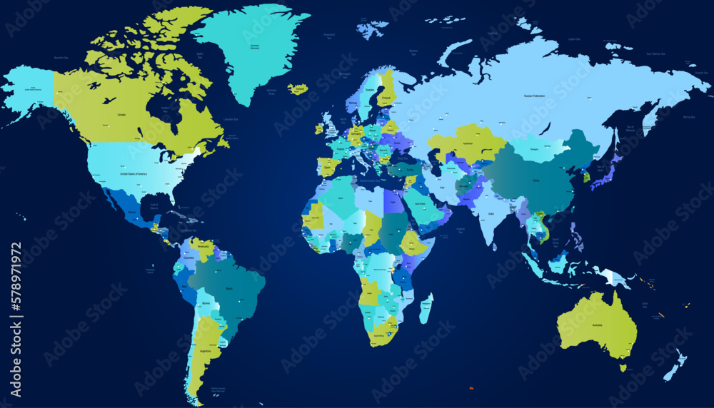 Fototapeta premium World map. Silhouette map. Color vector modern map.