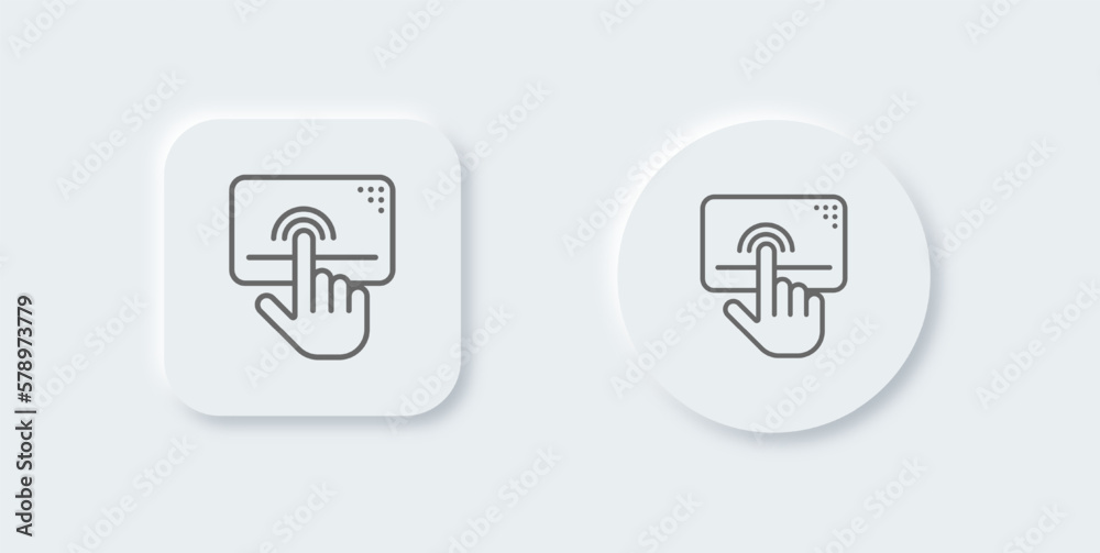Mousepad line icon in neomorphic design style. Finger signs vector illustration. Mousepad line icon in neomorphic design style. Finger signs vector illustration.