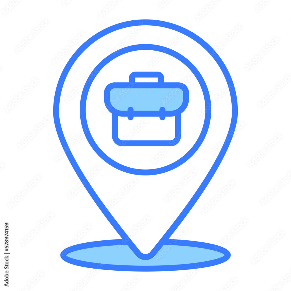 Business bag with map pin denoting vector of business location Business bag with map pin denoting vector of business location