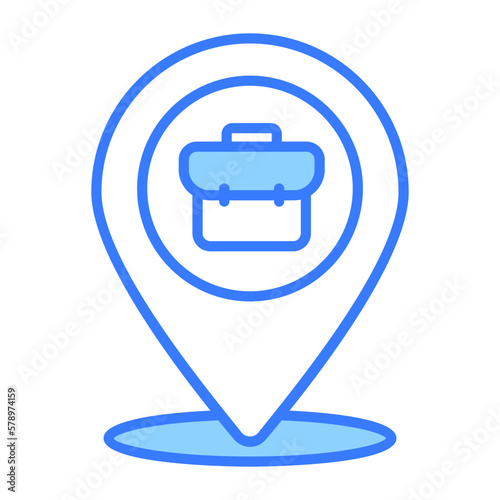 Business bag with map pin denoting vector of business location