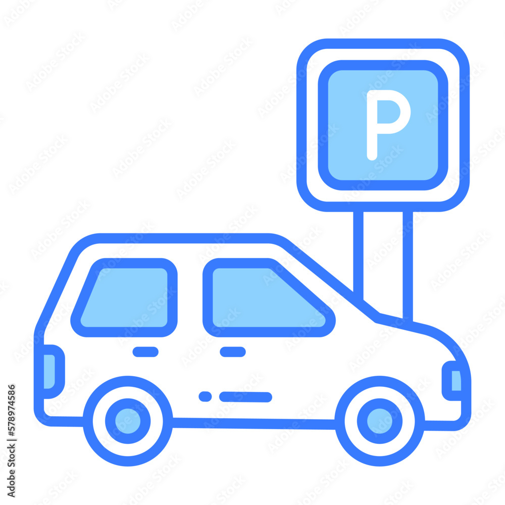 Parking board with car, vector design of car parking in editable style