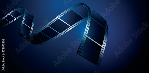 sfondo, cinema, pellicola cinema su sfondo blu	