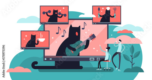 FREE Youtuber illustration, transparent background. Flat tiny social media video persons concept. Online video channel content production and creation for web audience.