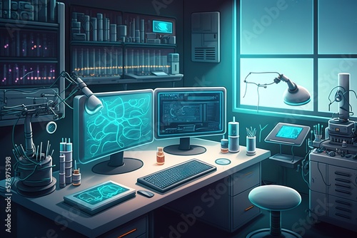 Laboratory interior with equipment, Generative AI