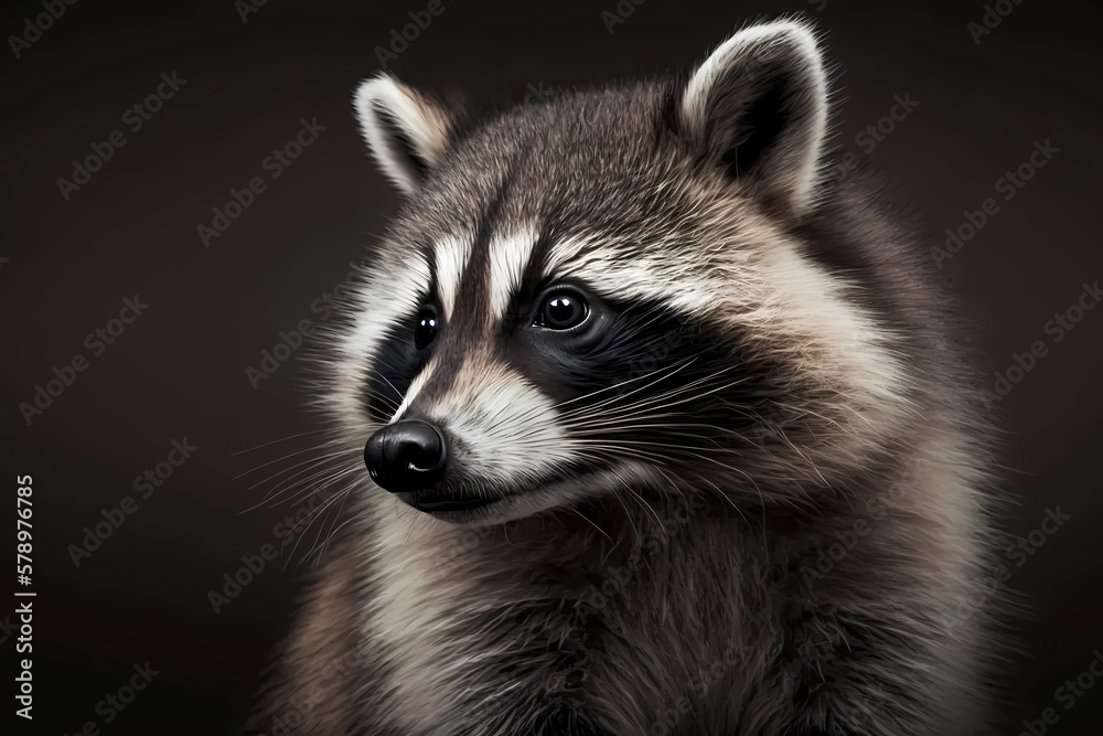 Cute raccoon portrait. Generative ai design.