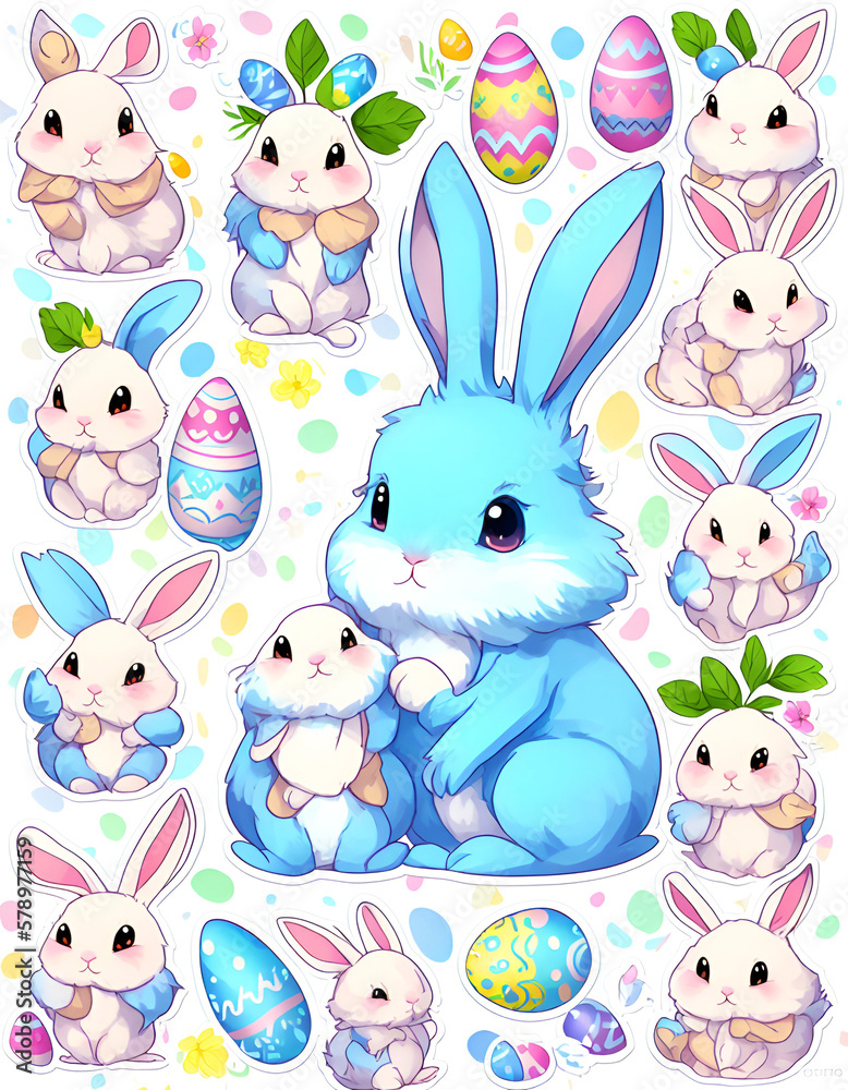 Cute easter rabbit. AI generated illustration Cute easter rabbit. AI generated illustration