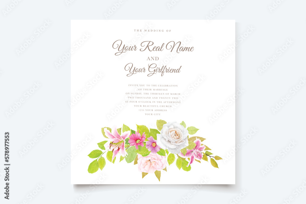 beautiful floral summer wreath and background illustration