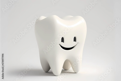 Tooth with a smiling face. Generative ai design.