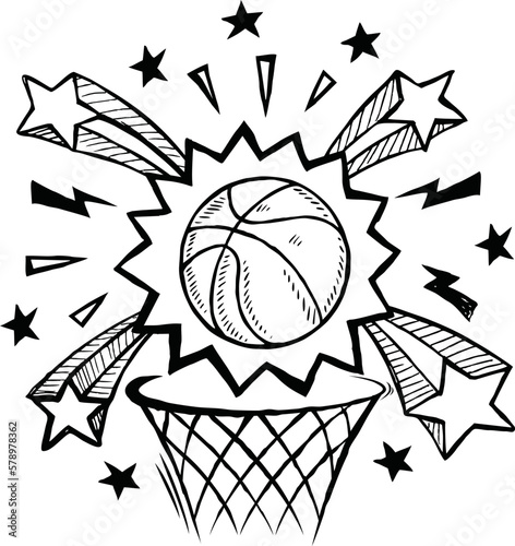 Doodle style basketball sports, vector illustration