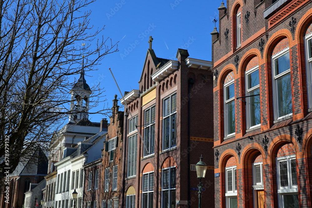 Historic buildings located along Het Zand street in Amersfoort, Utrecht, Netherlands