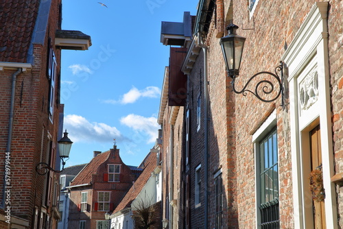 Historic buildings located along Muurhuizen street in Amersfoort, Utrecht, Netherlands