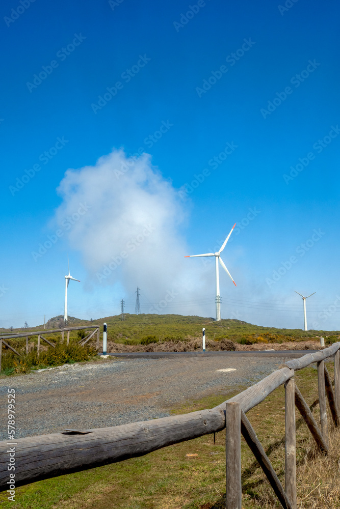 Paul de Serra plateau, central part of Madeira island, Portugal, with its wind mills power plant