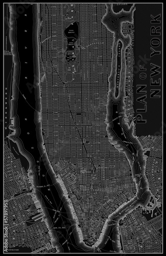 Vintage Historical map of New York City. Vector illustration.