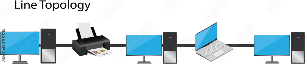 Line topology is a type of network topology Stock Vector | Adobe Stock