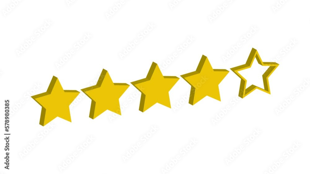 4 from 5 stars rating review concept animation 4 from 5 stars rating review concept animation