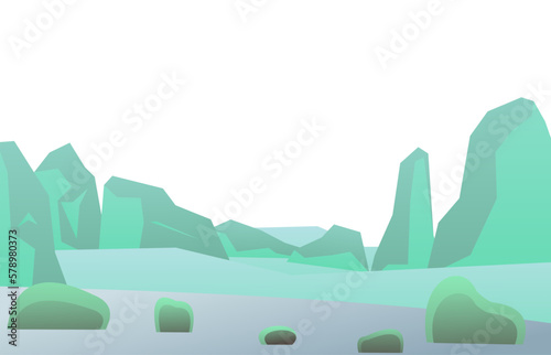 Arctic view with pieces of ice. Winter landscape. Harsh cold nature. Snow and ice frost.Isolated on white background. Cartoon fun style. Flat design. Vector