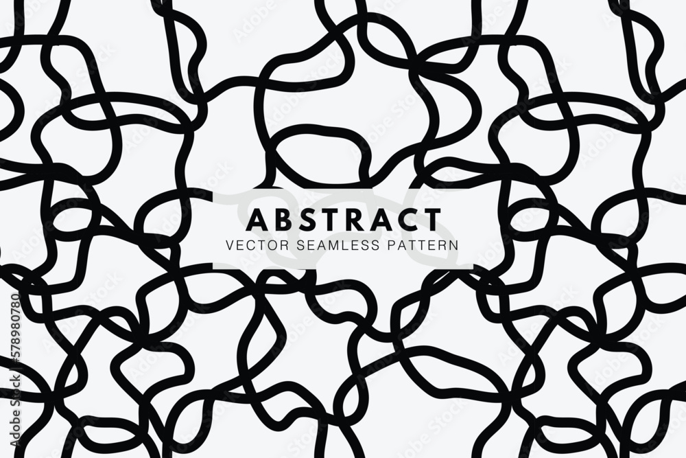 Hand drawn lines. Black squiggly wiggly lines. Abstract vector seamless repeat pattern Hand drawn lines. Black squiggly wiggly lines. Abstract vector seamless repeat pattern