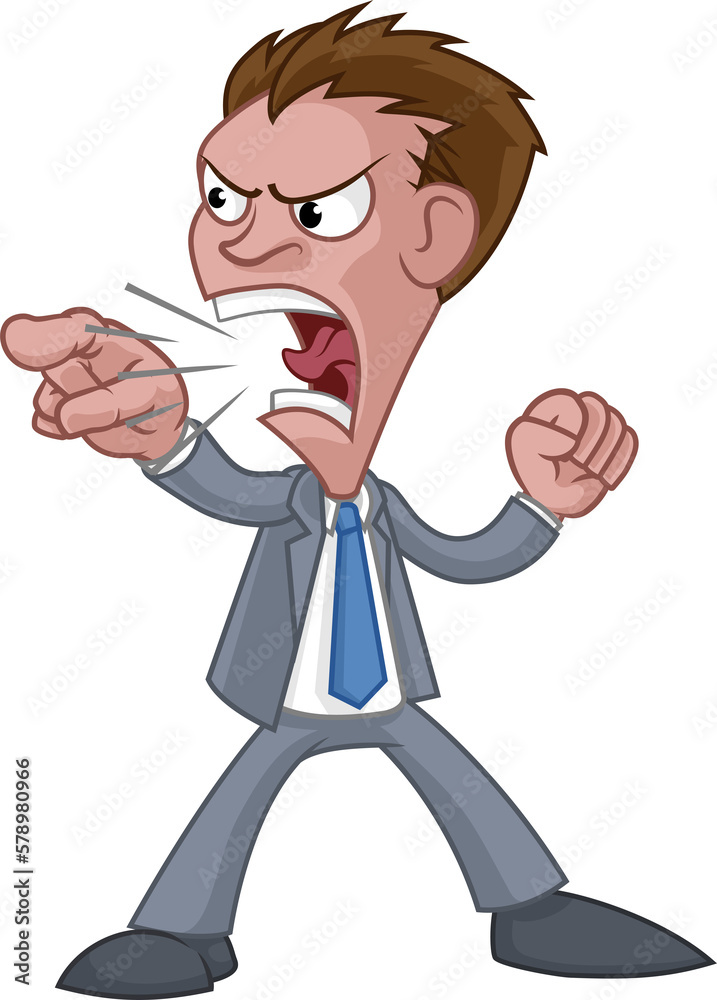 Angry Boss Office Worker In Suit Cartoon Shouting Angry Boss Office Worker In Suit Cartoon Shouting