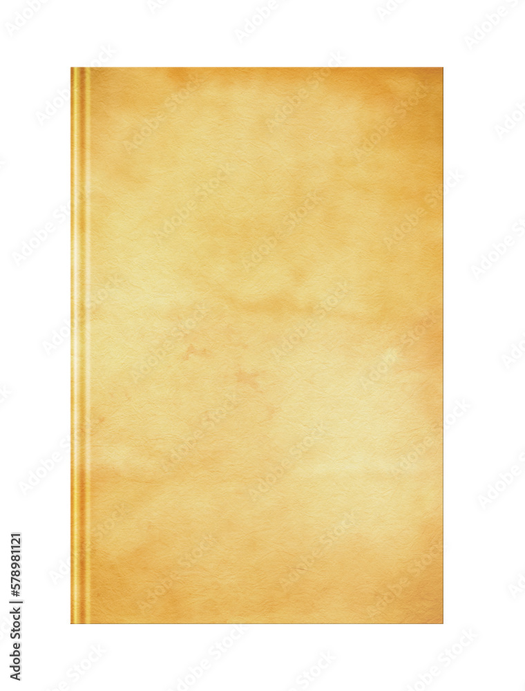 Closed old blank book isolated on white
