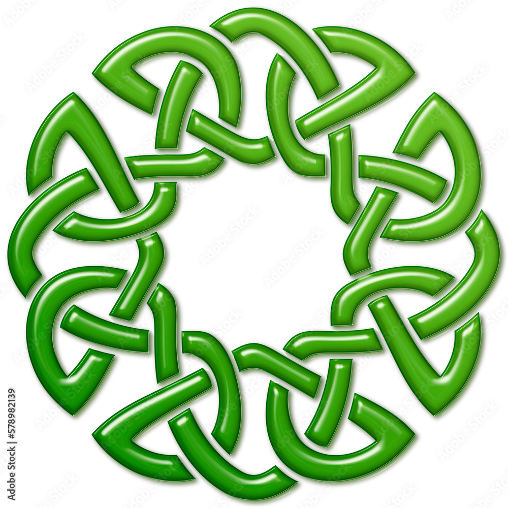 Celtic knots sign, Irish green. Symbol made with Celtic knots to use in designs for St. Patrick's Day.